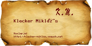 Klecker Miklós névjegykártya